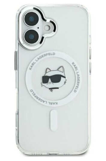 Karl Lagerfeld Karl Lagerfeld Klhmp16lhlschh Iphone 16 Pro 6.3" Biały/White Hardcase Iml Metal Choupette Head Magsafe