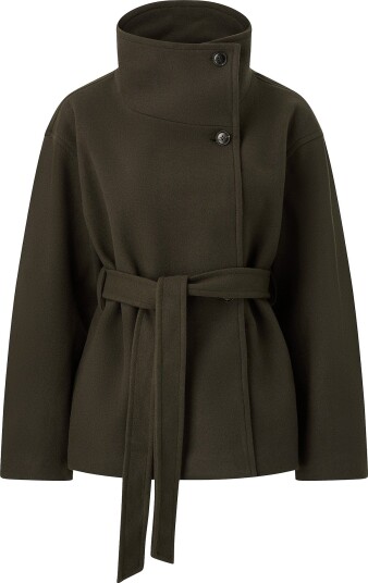 Gina Tricot Jakke High Neck Wool Blend Jacket Grønn