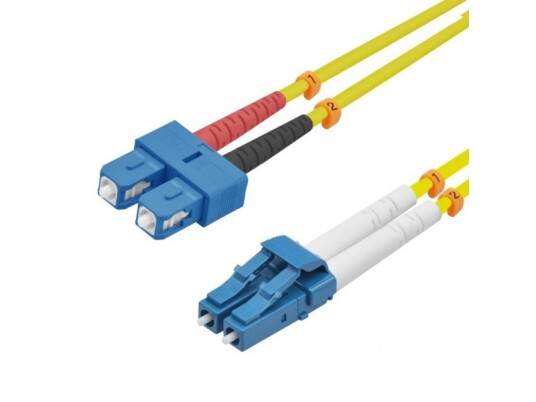 Helos Fiberoptisk Patchkabel 9/125Μm Os2 Lc/Sc 15,0M Sc Dupleksplugg/Lc Dupleksplugg Gul (216669)