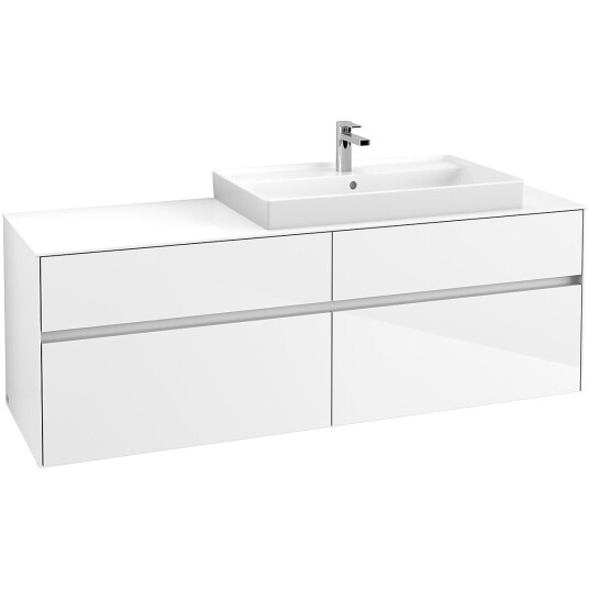 Villeroy & Boch Collaro Servantskap med 4 skuffer 160x50x54,8 cm u/lys Hvit Høyglans