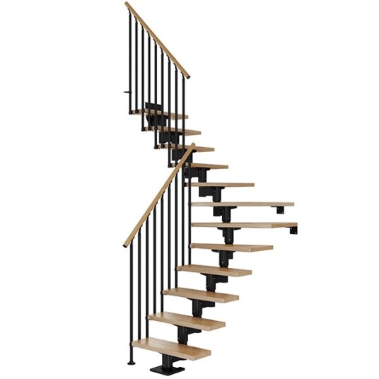 Dolle Cork L-trapp Svart-classic Iii-lakkert Eik-13 - Loddret Høyde 259 315 Cm