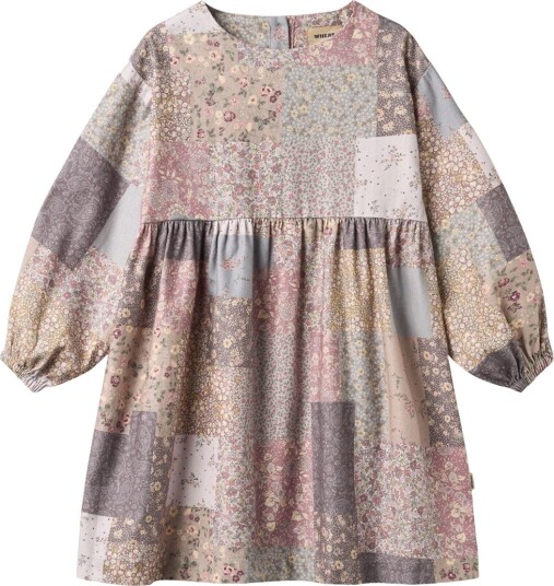 Wheat Kjole Herdis Patchwork Blomster Wheat 4 år (104) Kjole Beige Lilla Rosa