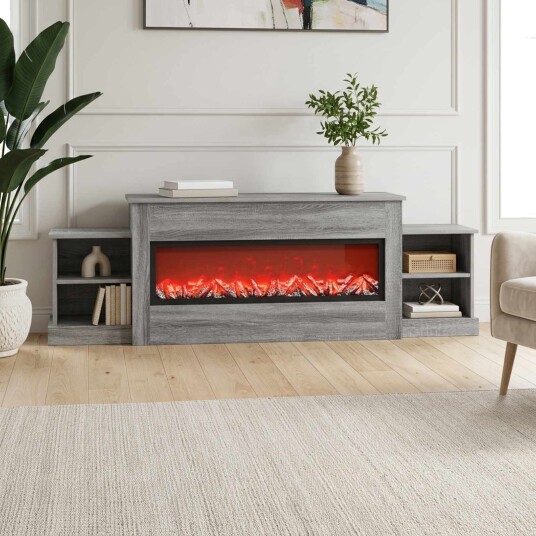 vidaXL Elektrisk peis Grå Sonoma 177 x 30 x 56,5 cm Konstruert tre
