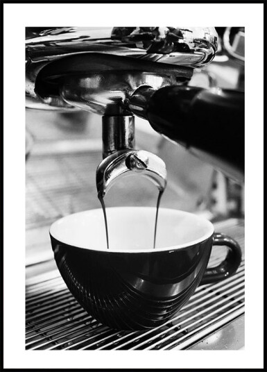 Pouring Espresso Coffee Into a Cup B&W Plakat Plakat / 70x100cm