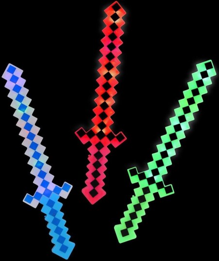 Smiffys Minecraft Inspirert Pixel Sverd med LED Lys i Assorterte Farger 62 cm