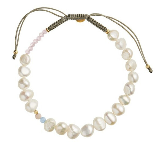 Perlie Creme Bracelet With Blue & Pink Stone Nylon 17-25 cm