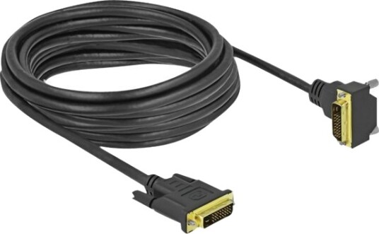 Delock Dvi Kabel Dobbeltlenke Dvi D Hann Rett Til Dvi D Hann Vinklet 5 M Tommelskruer Gullglimtkontakter Svart