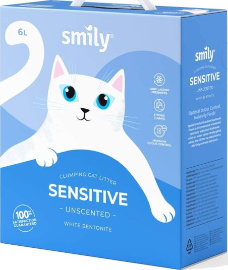 Smily White Bentonitt Kattesand Unscented 6 L