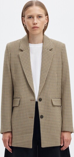 Selected Femme Rita Long Sleeve Relaxed Blazer Check Brun 42