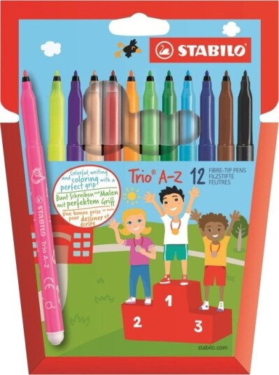 Stabilo Trio A-Z - Fibertuppenn - Ikke-Permanent - Assorterte Farger - 0.7 Mm - Fin (En Pakke 12) Stabilo Trio A-Z - Fibertuppenn - Ikke-Permanent - Assorterte Farger - 0.7 Mm - Fin (En Pakke 12)