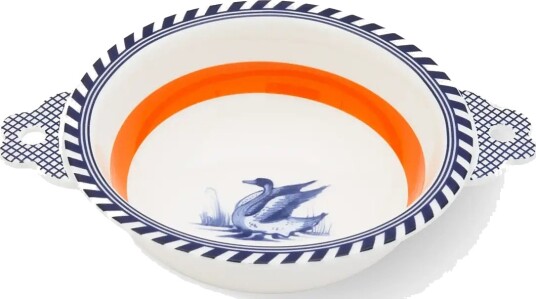 POLSPOTTEN Bowl Bird Patterned Orange Ø17X H6.1CM POLSPOTTEN Bowl Bird Patterned Orange Ø17X H6.1CM