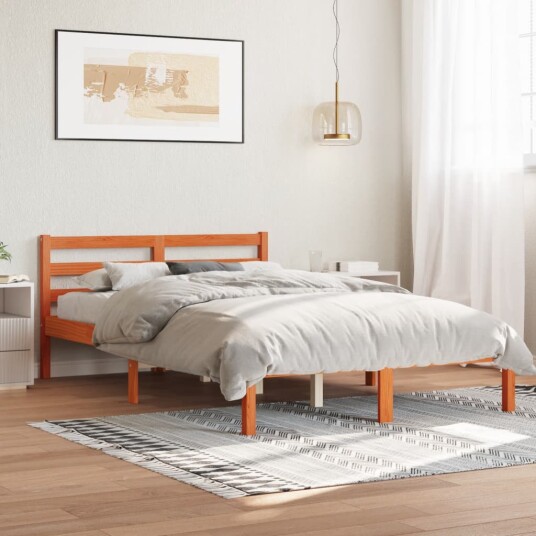 vidaXL Sengeramme brun 150x200 cm heltre furu 8721012406179