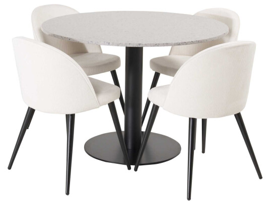 Venture Design Razzia & Velvet spisegruppe Grå/beige 4 st stoler & bord 106 cm