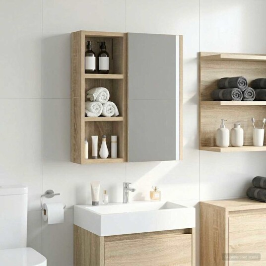 Baderom veggskap Sonoma eik 20 x 10 x 50 cm Konstruert tre Baderom veggskap Sonoma eik 20 x 10 x 50 cm Konstruert tre