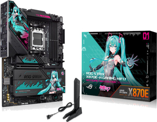 ASUS ROG Strix X870E-H Hatsune Miku Edition Hovedkort ATX med Wi-Fi 7 ASUS ROG Strix X870E-H Hatsune Miku Edition Hovedkort ATX med Wi-Fi 7