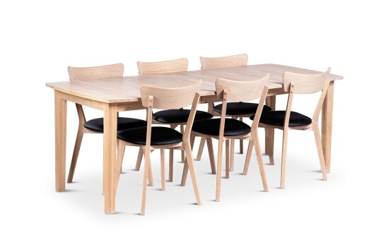 Stenexpo Kivik Uttrekkbar Spisegruppe 160 210 Oval med 6 Eksjø Stoler i heltre Natur Stenexpo Kivik Uttrekkbar Spisegruppe 160 210 Oval med 6 Eksjø Stoler i heltre Natur