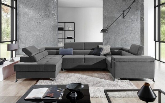 Hjørnesofa Eltap Thiago 342x208x88 cm Paros 06 Mørk grå Venstre
