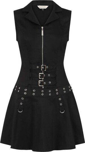 Banned Alternative Goth Kort kjole Astrid Dress XS til XXL Damer svart