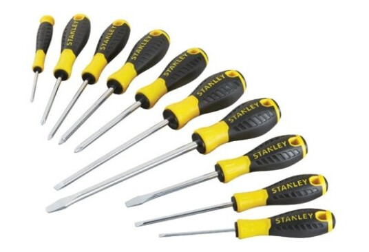 Stanley Stht0-60211 Skrutrekkersett 10 Deler i Termoplastisk Gummi, Sort/Gul