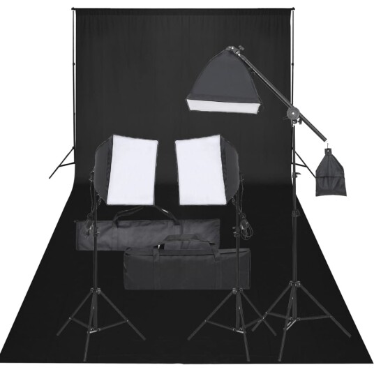 vidaXL Fotostudiosett med lyssett og bakgrunn
