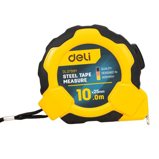 Deli EDL3799Y Målebånd 10 m x 25 mm Gul Deli EDL3799Y Målebånd 10 m x 25 mm Gul
