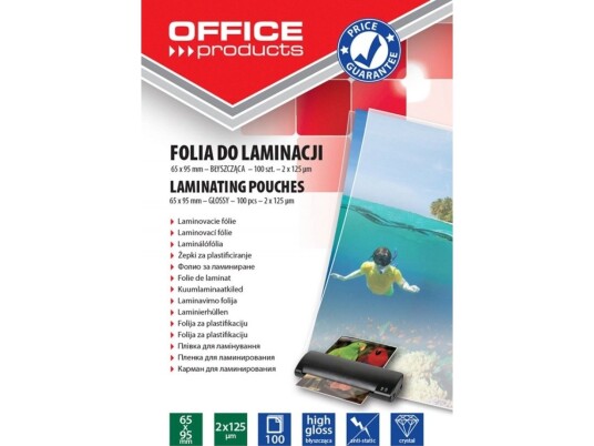 Kontorprodukter Kontorprodukter Lamineringsfolie 65X95mm 2X125micron Blank 100 Stk Transparent