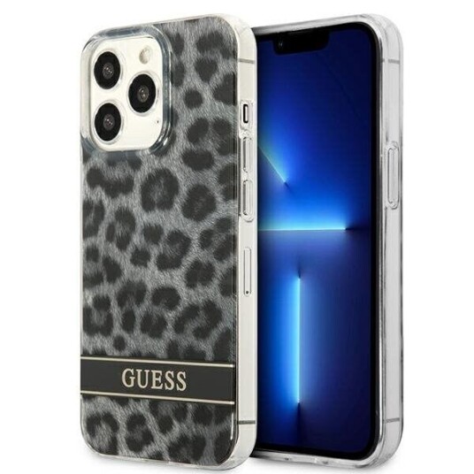 Guess Case For Iphone 13 Pro 6,1&Amp Amp Quot  Guhcp13lhsleok Hard Case Grey Leopard Electro Stripe