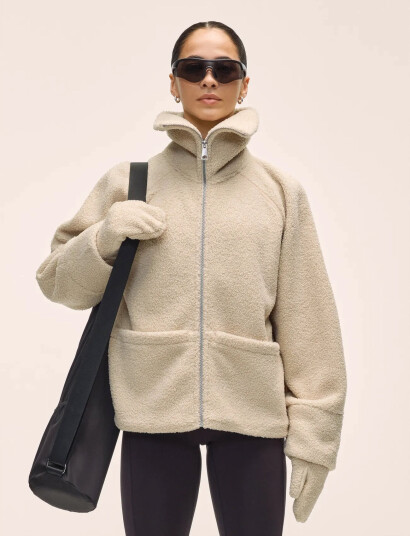 Casall Sherpa Short Zip Jacket - Cream - S