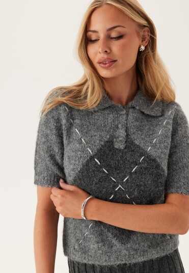 Vero Moda Vmbliss 2/4 Poloneck Pullover Ga Grey XS