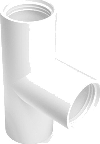 Grenrør 90° T-stykke Ø40 mm i plast med 3 mf og gummipakning. Grenrør 90° T-stykke Ø40 mm i plast med 3 mf og gummipakning.