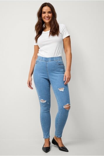 Zizzi - Jeggings jIalia Destroy Jeggings - Blå