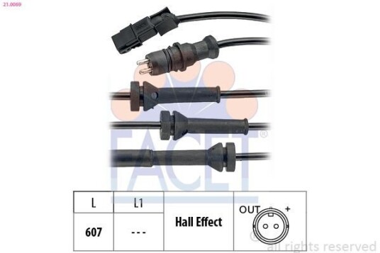 Sensor, ABS FACET 21.0069