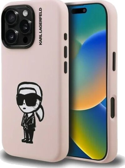 Karl Lagerfeld MagSafe Silikon Mobildeksel med Karl Sketch til iPhone 16 Pro Max - Rosa