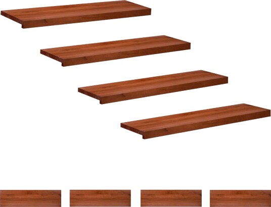 vidaXL Trappetrinn 8 stk. 90 x 25 x 2 cm Brun Massiv bøketre