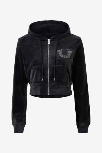 True Religion   Hettegenser Branded Crystal Velour Zip   Svart