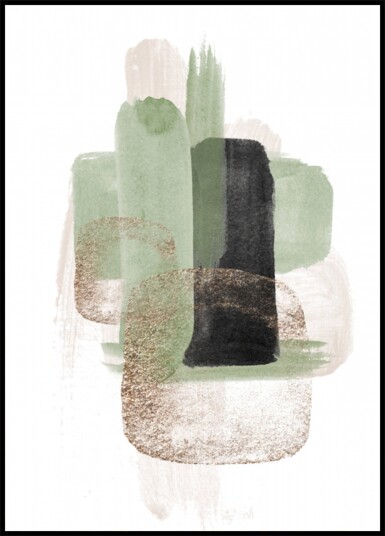 Modern Sage Gold Strokes Plakat / 40x50 Modern Sage Gold Strokes Plakat / 40x50