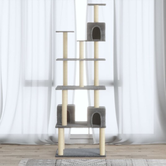 Vidaxl Kattetre Med Klorestolper I Sisal Lysegrå 188 cm Vidaxl Kattetre Med Klorestolper I Sisal Lysegrå 188 cm