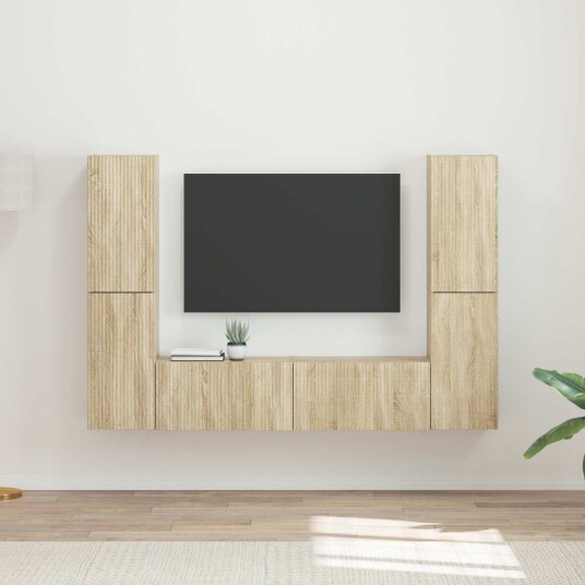 TV benksett 6 pcs Sonoma eik Konstruert tre