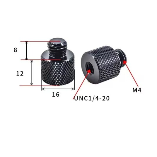 INF Stativ M12 til 1/4" hann 5-pakning M4