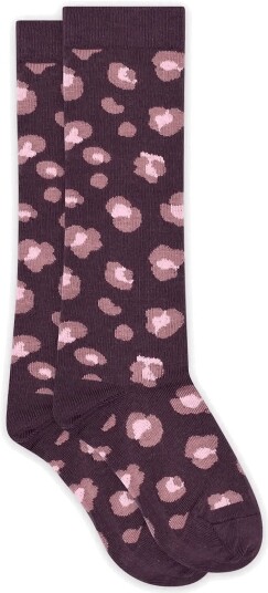 Melton Leopard Knee Socks   DARK Purple   27/30