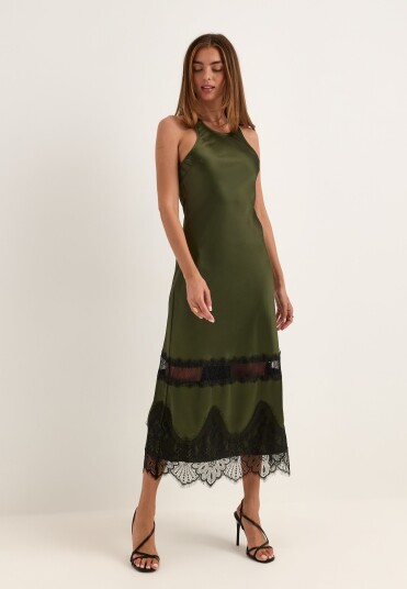 Only Onlindona S/L Long Lace Satin Dress