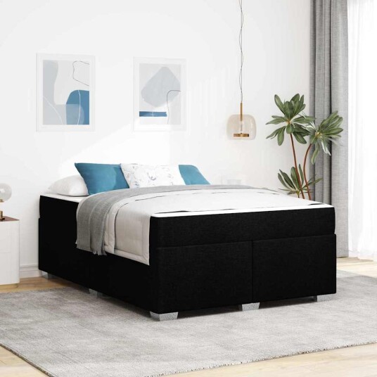  Sengestamme med madrass Svart 140 x 200 cm stoff