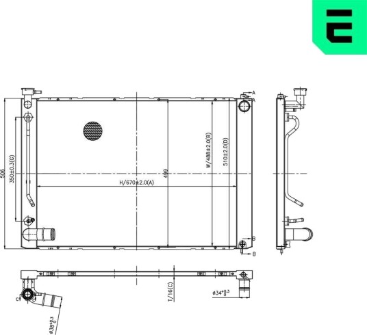 Radiator, motorkjøling ERA 673358 Radiator, motorkjøling ERA 673358