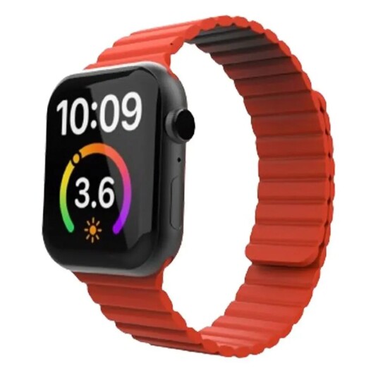 Lippa Apple Watch (42/44/SE/45/49mm) Magnetisk Silikonreim - Rød
