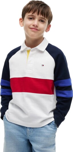 Tommy Hilfiger Colourblock Polo Sweatshirt White 152 Tommy Hilfiger Colourblock Polo Sweatshirt White 152