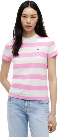 Tommy Jeans Tjw Reg S Flag Jersey Ss Tee Ext Pink S
