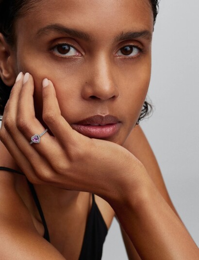 Pandora Elevated Light Purple Heart Ring   Silver   50