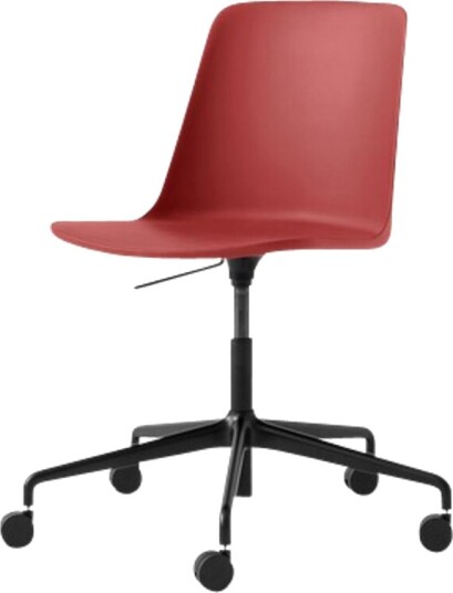 &Tradition Rely HW28 Spisestol uten Armlener Svingbar med Hjul Vermilionrød/ Sort