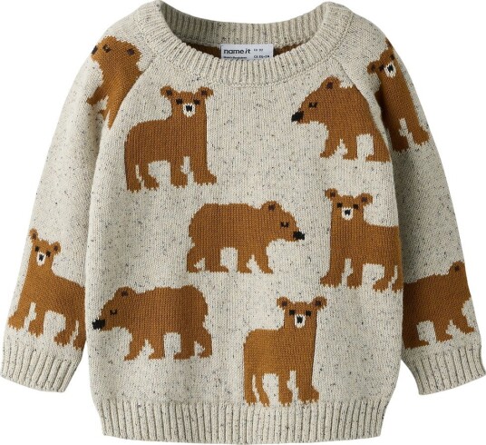 Name It Genser Strikk NmmOla Peyote Melange Name It 4 år (104) Genser Beige Brun Grå