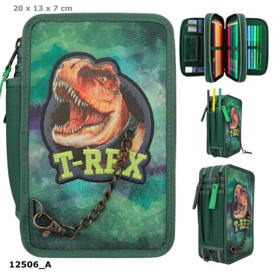 Dino World Triple Pencil Case T-REX Green - 0412506 Dino World Triple Pencil Case T-REX Green - 0412506